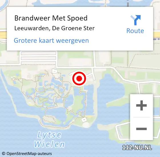 Locatie op kaart van de 112 melding: Brandweer Met Spoed Naar Leeuwarden, De Groene Ster op 24 november 2024 21:58