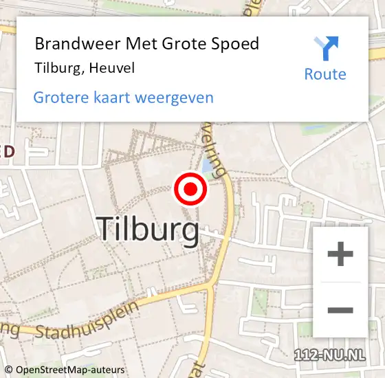 Locatie op kaart van de 112 melding: Brandweer Met Grote Spoed Naar Tilburg, Heuvel op 24 november 2024 22:49