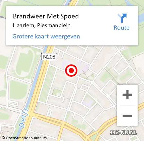 Locatie op kaart van de 112 melding: Brandweer Met Spoed Naar Haarlem, Plesmanplein op 24 november 2024 22:53