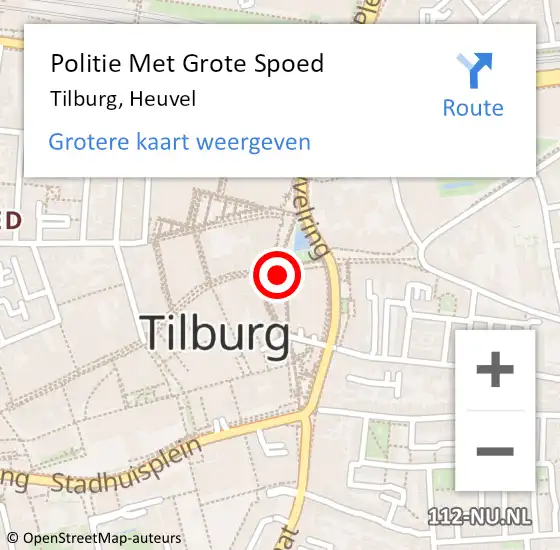 Locatie op kaart van de 112 melding: Politie Met Grote Spoed Naar Tilburg, Heuvel op 24 november 2024 22:55