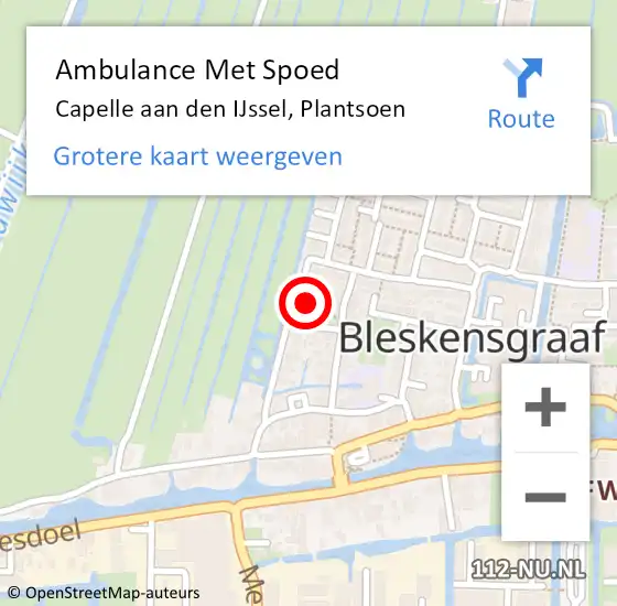 Locatie op kaart van de 112 melding: Ambulance Met Spoed Naar Bleskensgraaf, Plantsoen op 24 november 2024 23:28