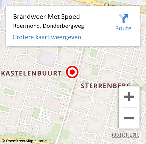 Locatie op kaart van de 112 melding: Brandweer Met Spoed Naar Roermond, Donderbergweg op 24 november 2024 23:30