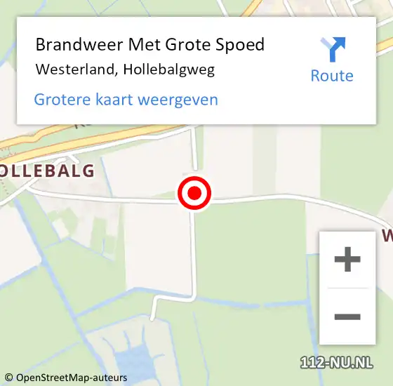 Locatie op kaart van de 112 melding: Brandweer Met Grote Spoed Naar Westerland, Hollebalgweg op 24 november 2024 23:34