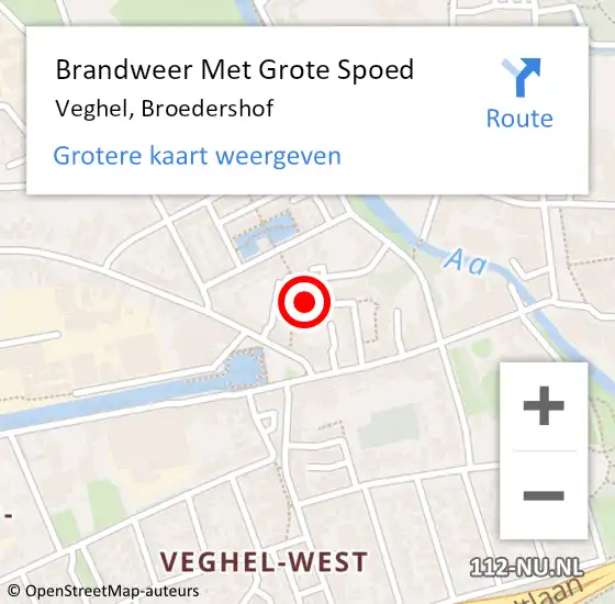 Locatie op kaart van de 112 melding: Brandweer Met Grote Spoed Naar Veghel, Broedershof op 24 november 2024 23:48