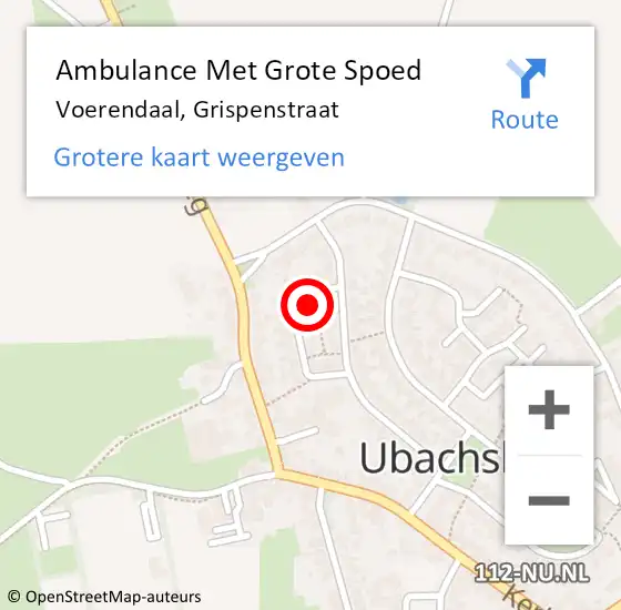 Locatie op kaart van de 112 melding: Ambulance Met Grote Spoed Naar Voerendaal, Grispenstraat op 28 oktober 2014 06:25