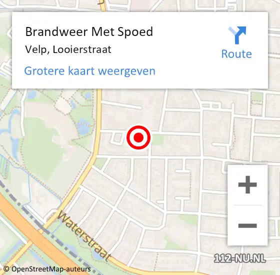 Locatie op kaart van de 112 melding: Brandweer Met Spoed Naar Velp, Looierstraat op 25 november 2024 00:03