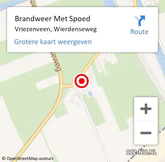 Locatie op kaart van de 112 melding: Brandweer Met Spoed Naar Vriezenveen, Wierdenseweg op 25 november 2024 00:27