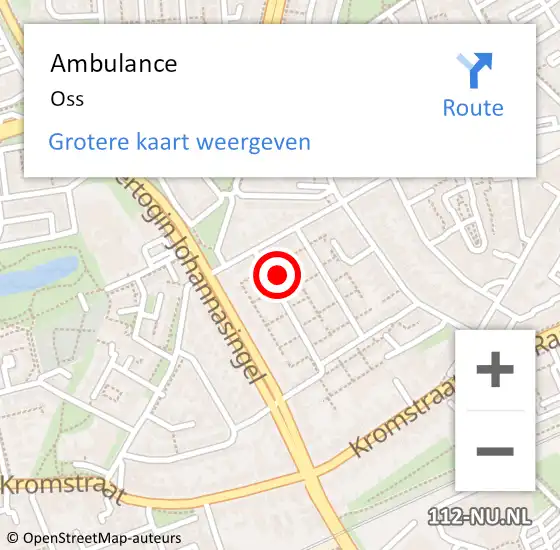 Locatie op kaart van de 112 melding: Ambulance Oss op 25 november 2024 00:59