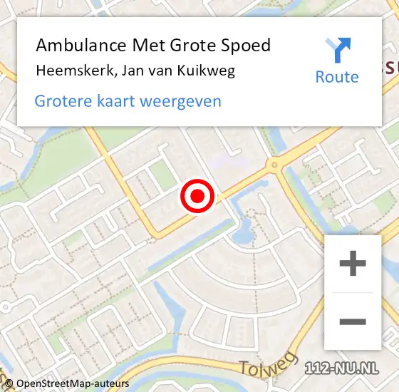 Locatie op kaart van de 112 melding: Ambulance Met Grote Spoed Naar Heemskerk, Jan van Kuikweg op 25 november 2024 01:25