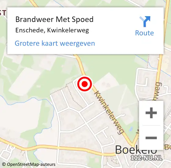 Locatie op kaart van de 112 melding: Brandweer Met Spoed Naar Enschede, Kwinkelerweg op 25 november 2024 02:51