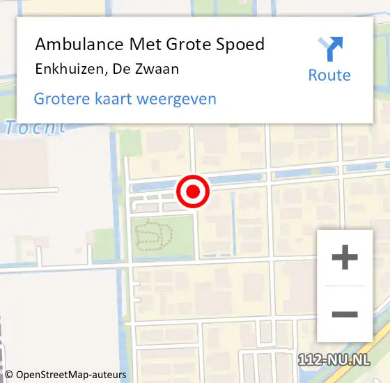 Locatie op kaart van de 112 melding: Ambulance Met Grote Spoed Naar Enkhuizen, De Zwaan op 19 oktober 2013 01:11