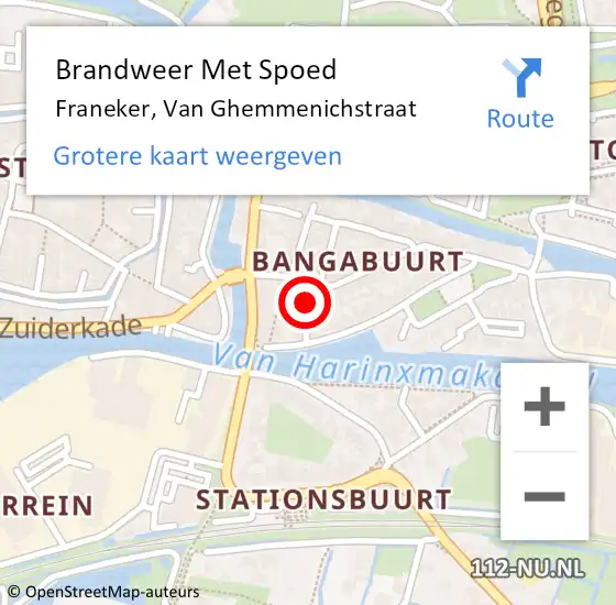 Locatie op kaart van de 112 melding: Brandweer Met Spoed Naar Franeker, Van Ghemmenichstraat op 25 november 2024 03:57