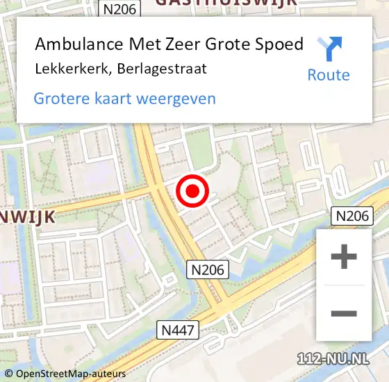 Locatie op kaart van de 112 melding: Ambulance Met Zeer Grote Spoed Naar Lekkerkerk, Berlagestraat op 25 november 2024 04:03