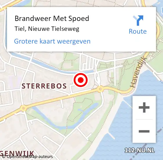 Locatie op kaart van de 112 melding: Brandweer Met Spoed Naar Tiel, Nieuwe Tielseweg op 25 november 2024 04:18