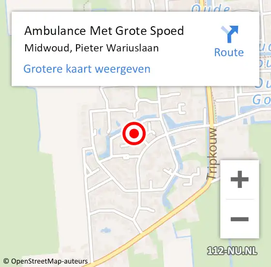 Locatie op kaart van de 112 melding: Ambulance Met Grote Spoed Naar Midwoud, Pieter Wariuslaan op 25 november 2024 05:13