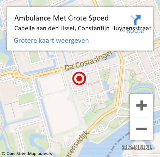 Locatie op kaart van de 112 melding: Ambulance Met Grote Spoed Naar Capelle aan den IJssel, Constantijn Huygensstraat op 25 november 2024 05:19