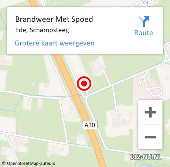 Locatie op kaart van de 112 melding: Brandweer Met Spoed Naar Ede, Schampsteeg op 25 november 2024 06:36