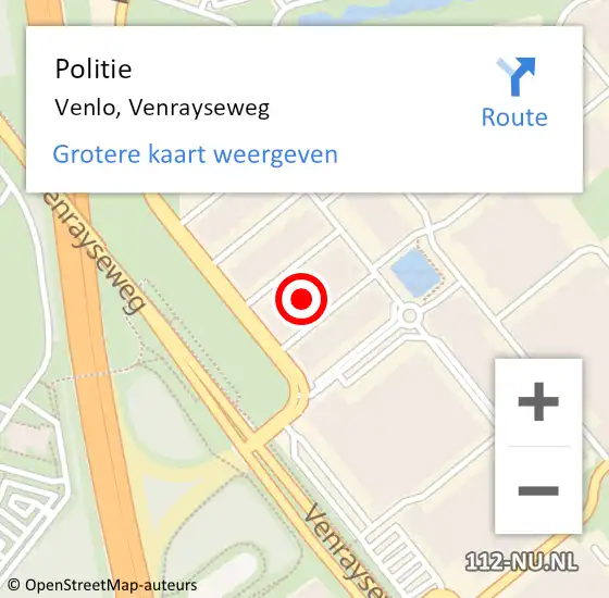 Locatie op kaart van de 112 melding: Politie Venlo, Venrayseweg op 25 november 2024 07:02