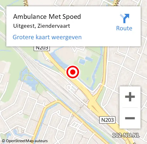 Locatie op kaart van de 112 melding: Ambulance Met Spoed Naar Uitgeest, Ziendervaart op 25 november 2024 07:21