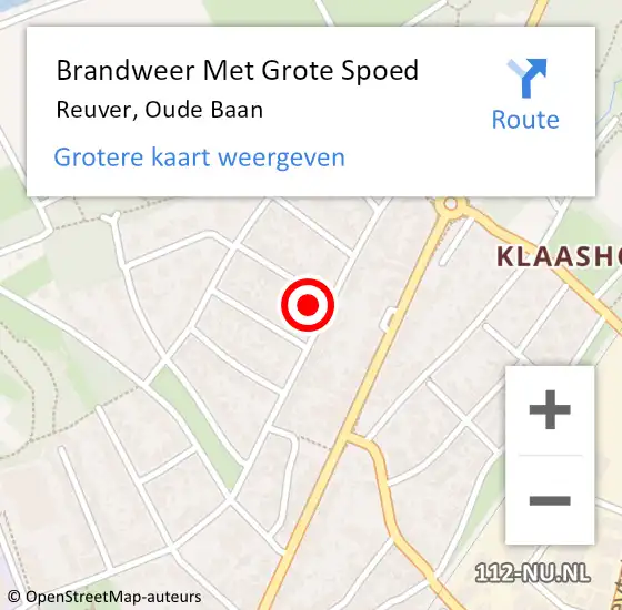 Locatie op kaart van de 112 melding: Brandweer Met Grote Spoed Naar Reuver, Oude Baan op 25 november 2024 07:24