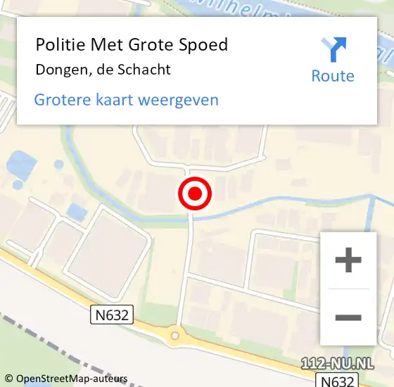 Locatie op kaart van de 112 melding: Politie Met Grote Spoed Naar Dongen, de Schacht op 25 november 2024 07:24