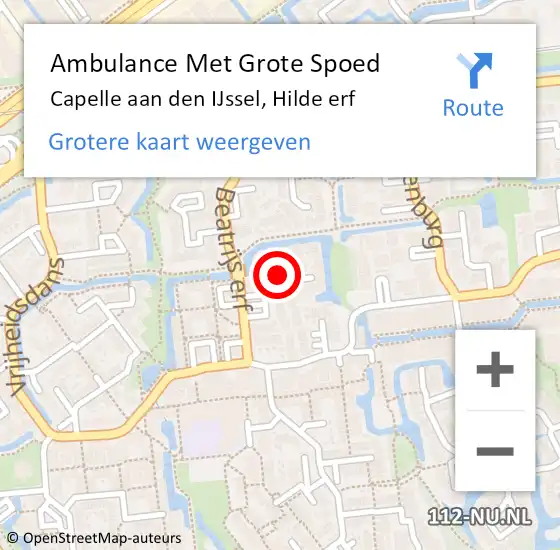 Locatie op kaart van de 112 melding: Ambulance Met Grote Spoed Naar Capelle aan den IJssel, Hilde erf op 25 november 2024 07:34