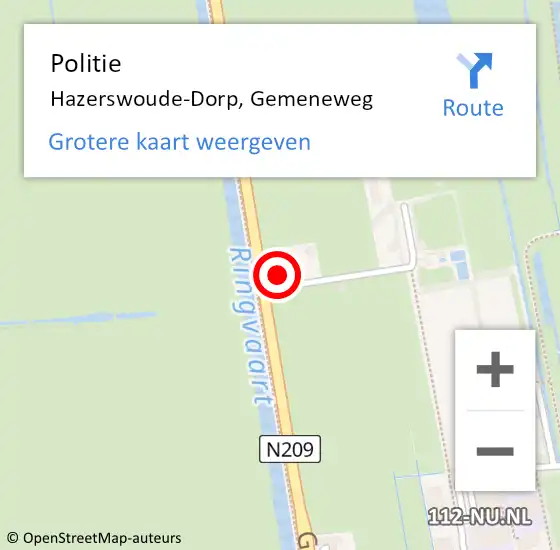 Locatie op kaart van de 112 melding: Politie Hazerswoude-Rijndijk, Gemeneweg op 25 november 2024 08:12