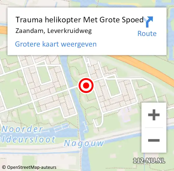 Locatie op kaart van de 112 melding: Trauma helikopter Met Grote Spoed Naar Zaandam, Leverkruidweg op 25 november 2024 08:32