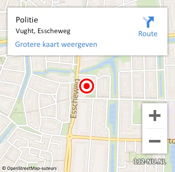 Locatie op kaart van de 112 melding: Politie Vught, Esscheweg op 25 november 2024 08:36