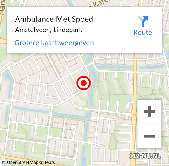 Locatie op kaart van de 112 melding: Ambulance Met Spoed Naar Amstelveen, Lindepark op 25 november 2024 08:39