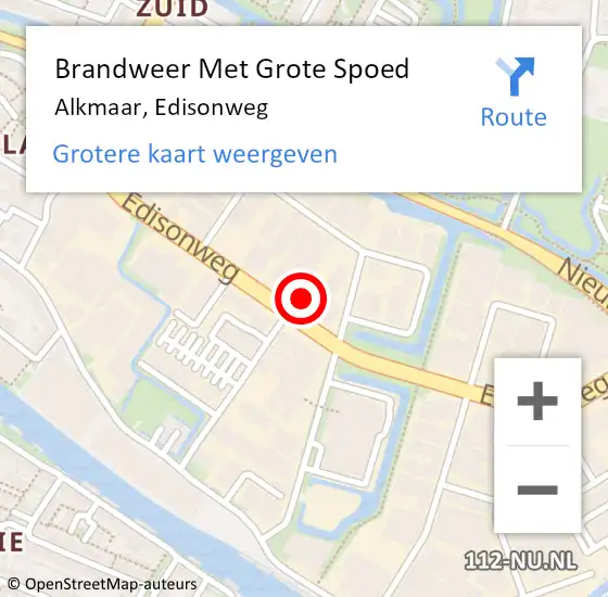 Locatie op kaart van de 112 melding: Brandweer Met Grote Spoed Naar Alkmaar, Edisonweg op 25 november 2024 08:58