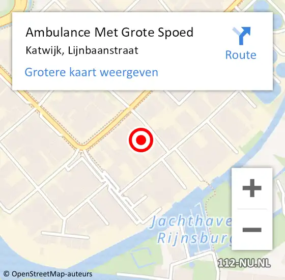 Locatie op kaart van de 112 melding: Ambulance Met Grote Spoed Naar Katwijk, Lijnbaanstraat op 25 november 2024 09:02