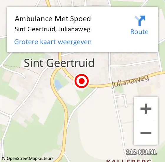 Locatie op kaart van de 112 melding: Ambulance Met Spoed Naar Sint Geertruid, Julianaweg op 28 oktober 2014 07:21