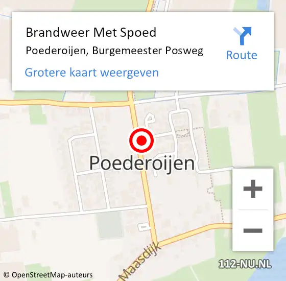 Locatie op kaart van de 112 melding: Brandweer Met Spoed Naar Poederoijen, Burgemeester Posweg op 25 november 2024 09:16