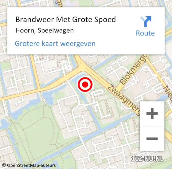 Locatie op kaart van de 112 melding: Brandweer Met Grote Spoed Naar Hoorn, Speelwagen op 25 november 2024 09:36