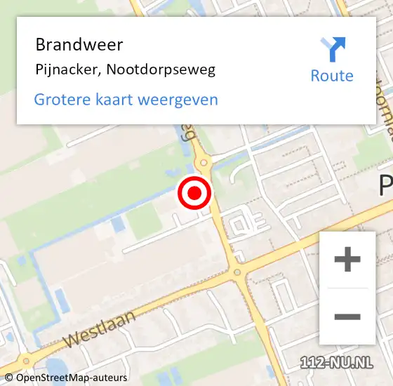 Locatie op kaart van de 112 melding: Brandweer Pijnacker, Nootdorpseweg op 25 november 2024 09:44