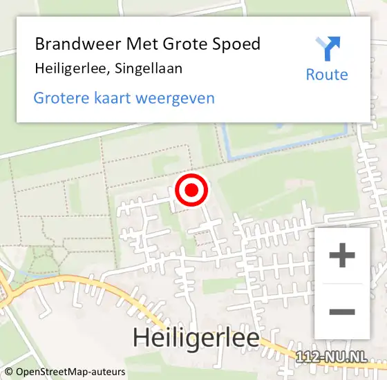 Locatie op kaart van de 112 melding: Brandweer Met Grote Spoed Naar Heiligerlee, Singellaan op 25 november 2024 09:44