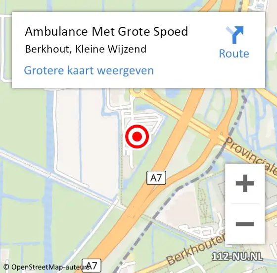 Locatie op kaart van de 112 melding: Ambulance Met Grote Spoed Naar Berkhout, Kleine Wijzend op 25 november 2024 09:58