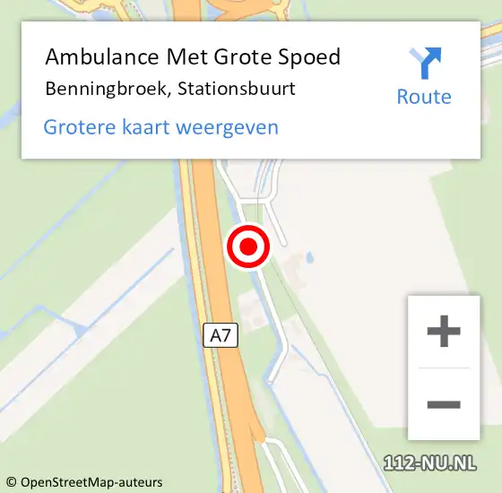 Locatie op kaart van de 112 melding: Ambulance Met Grote Spoed Naar Benningbroek, Stationsbuurt op 28 oktober 2014 07:34