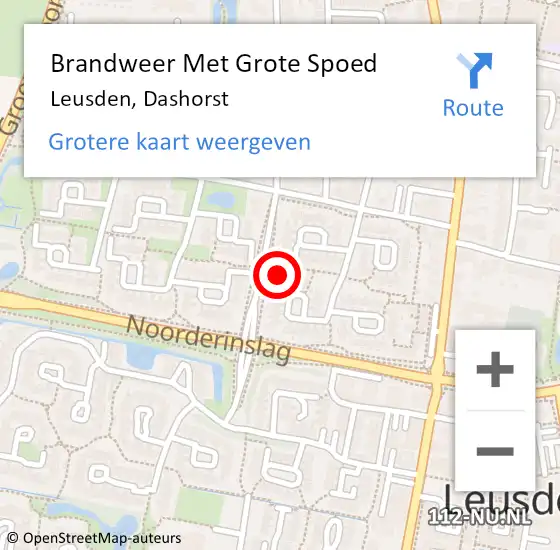 Locatie op kaart van de 112 melding: Brandweer Met Grote Spoed Naar Leusden, Dashorst op 25 november 2024 10:04