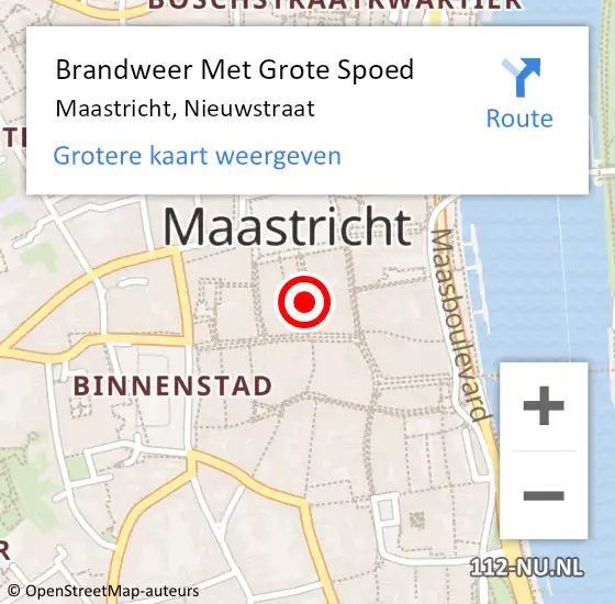 Locatie op kaart van de 112 melding: Brandweer Met Grote Spoed Naar Maastricht, Nieuwstraat op 25 november 2024 10:11