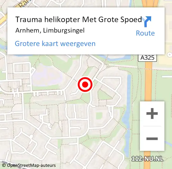 Locatie op kaart van de 112 melding: Trauma helikopter Met Grote Spoed Naar Arnhem, Limburgsingel op 25 november 2024 10:13