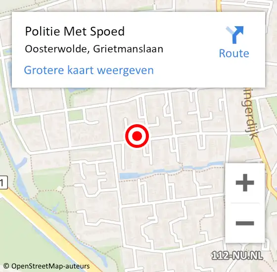 Locatie op kaart van de 112 melding: Politie Met Spoed Naar Oosterwolde, Grietmanslaan op 25 november 2024 10:31