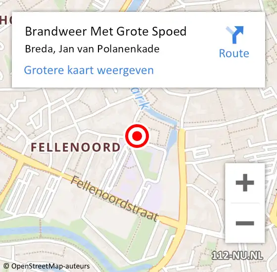 Locatie op kaart van de 112 melding: Brandweer Met Grote Spoed Naar Breda, Jan van Polanenkade op 25 november 2024 10:31