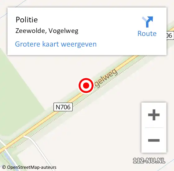 Locatie op kaart van de 112 melding: Politie Zeewolde, Vogelweg op 25 november 2024 10:45