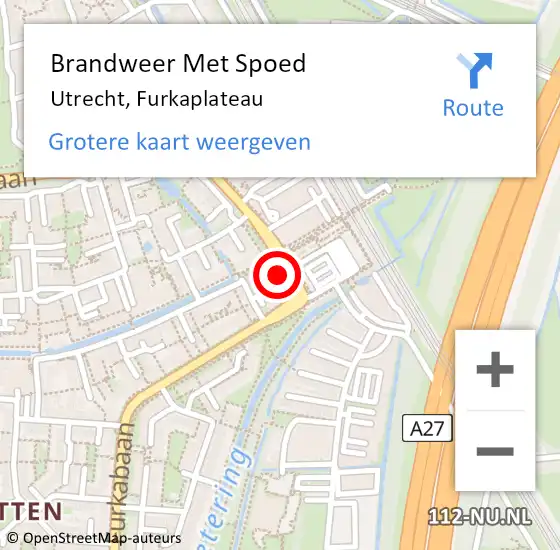 Locatie op kaart van de 112 melding: Brandweer Met Spoed Naar Utrecht, Furkaplateau op 25 november 2024 10:47