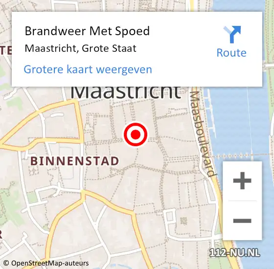 Locatie op kaart van de 112 melding: Brandweer Met Spoed Naar Maastricht, Grote Staat op 25 november 2024 10:47