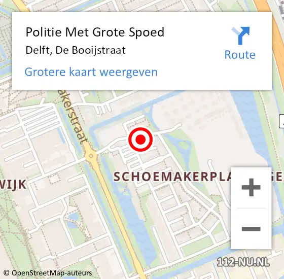 Locatie op kaart van de 112 melding: Politie Met Grote Spoed Naar Delft, De Booijstraat op 25 november 2024 10:50