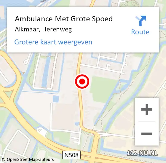 Locatie op kaart van de 112 melding: Ambulance Met Grote Spoed Naar Alkmaar, Herenweg op 25 november 2024 10:50