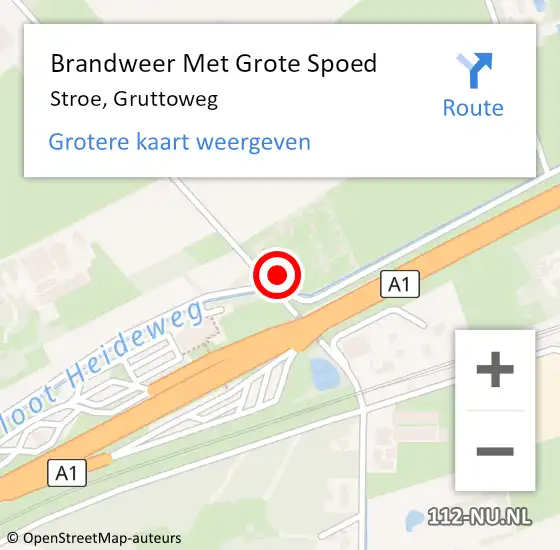 Locatie op kaart van de 112 melding: Brandweer Met Grote Spoed Naar Stroe, Gruttoweg op 25 november 2024 11:03